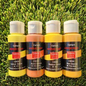 NEW 4 Caliart Acrylic Paint Set Yellow colors (59ml, 2oz each) Art Craft Paints
